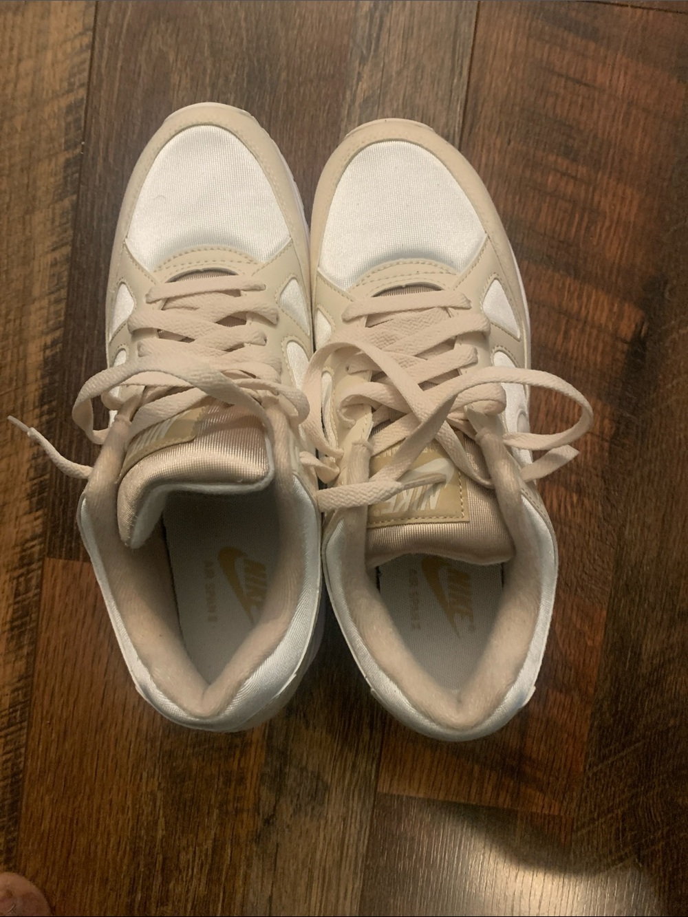 Nike Women's Beige and White Retro Runner Sneakers